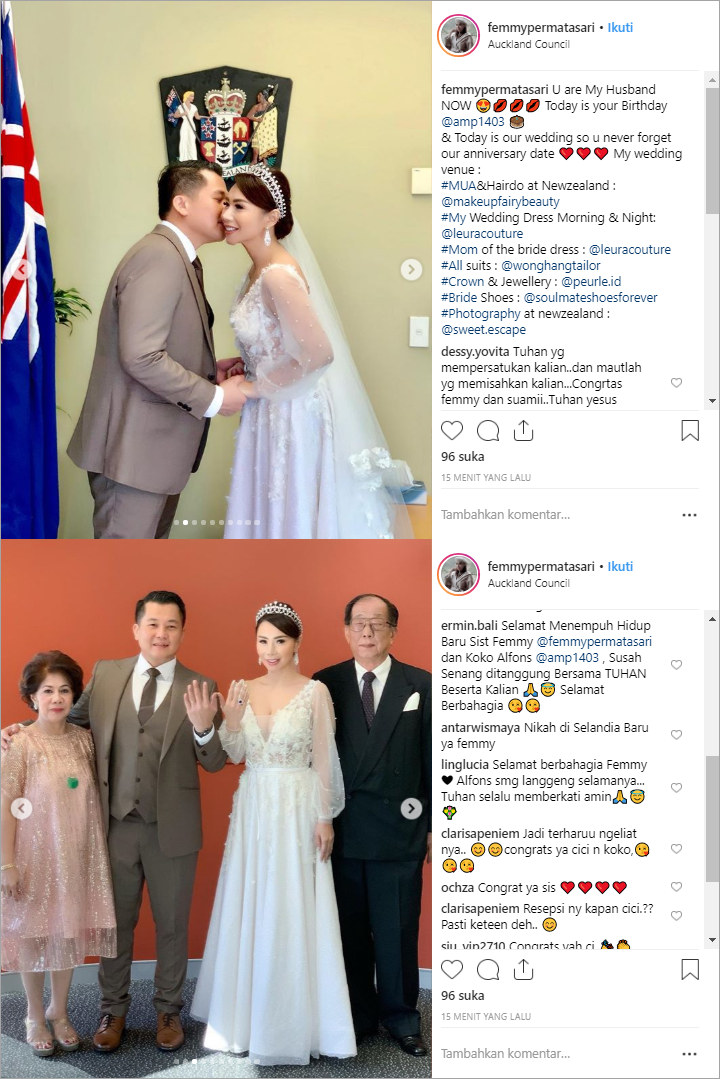 Femmy Permatasari Resmi Menikah, Tampil Cantik Bak Ratu Saat Pemberkatan