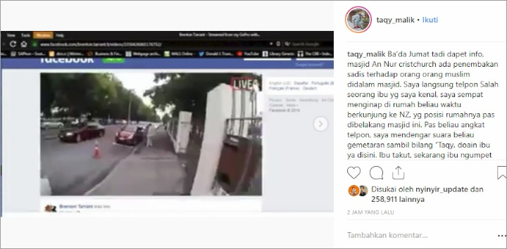 Unggahan Taqy Malik soal Penembakan Masjid di Selandia Baru