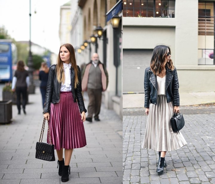 plisse skirt winter outfit