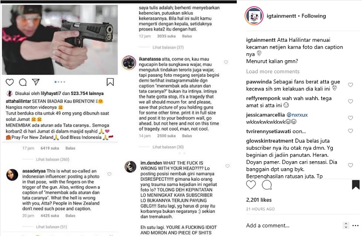 Postingan Atta Halilintar dengan Pistol