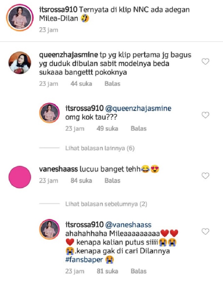 Komentar Vanesha dan Rossa