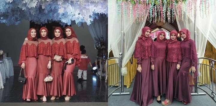 Gaun Hijab untuk Bridesmaid dengan Cape