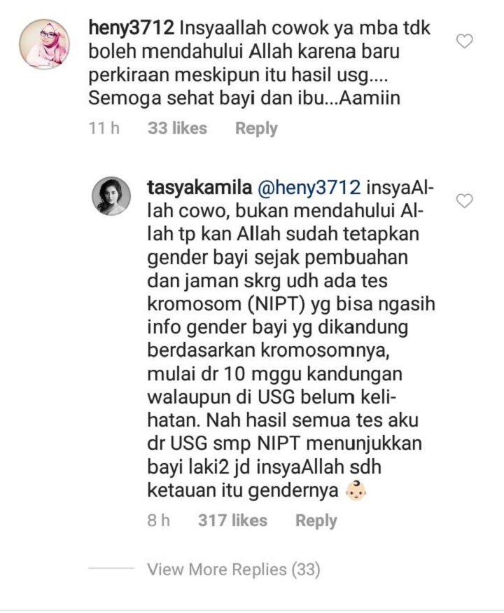 Balasan Komentar Tasya Kamila