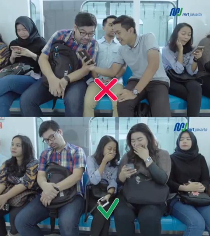 Jangan Mengobrol Keras di Dalam MRT