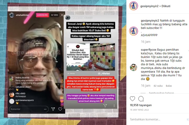Atta Halilintar Live Instagram Pegang Leher