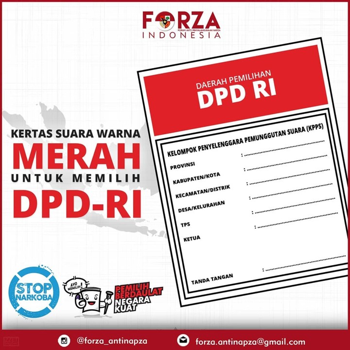 Surat Suara DPD Berwarna Merah