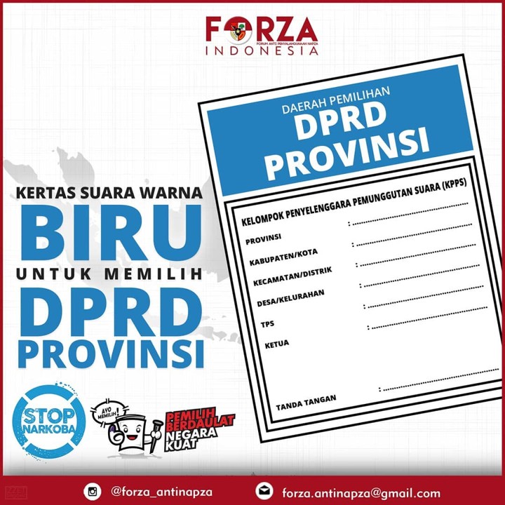 Surat Suara DPRD Provinsi Berwarna Biru