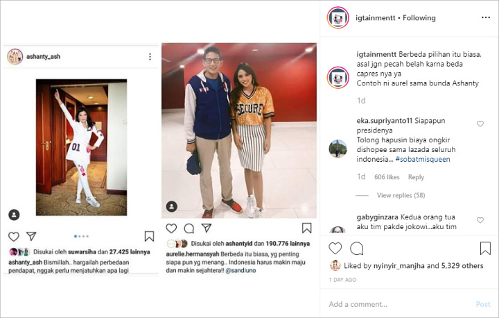 Instagram Aurel dan Ashanty