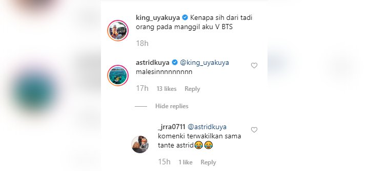 Uya Kuya Pamer Rambut Biru Ngaku Mirip V BTS, Astrid Kuya Istri: Malesin