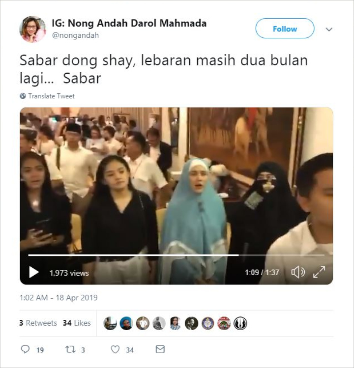 Ekspresi Putri Mulan Jameela