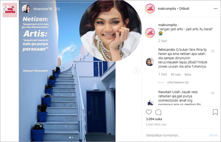 Rina Nose Kembali Tulis Sindiran Menohok Untuk Netter Yang Masih Cibir Dirinya