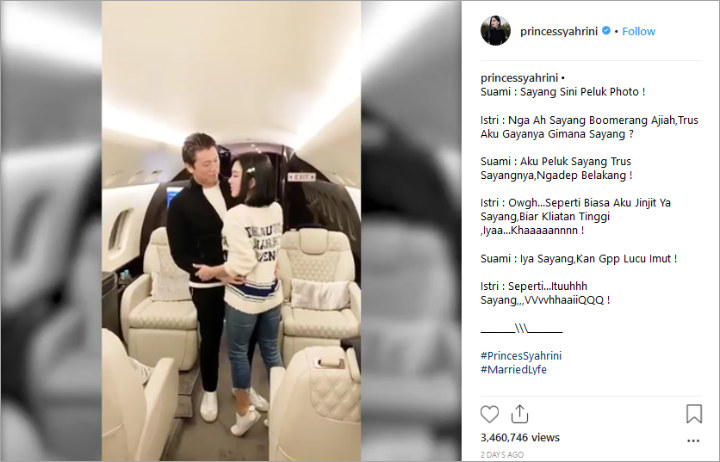 Aksi Syahrini Jinjit Minta Dipeluk Reino Dihujat