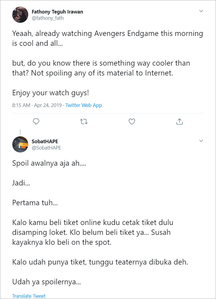 Penonton Kloter Subuh Avengers:Endgame