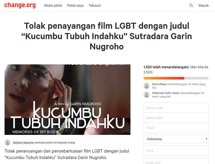 Petisi Film \'Kucumbu Tubuh Indahku\'