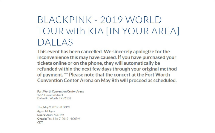 Konser Black Pink di Fort Worth Dibatalkan, Karena Tiket Tak Laku?