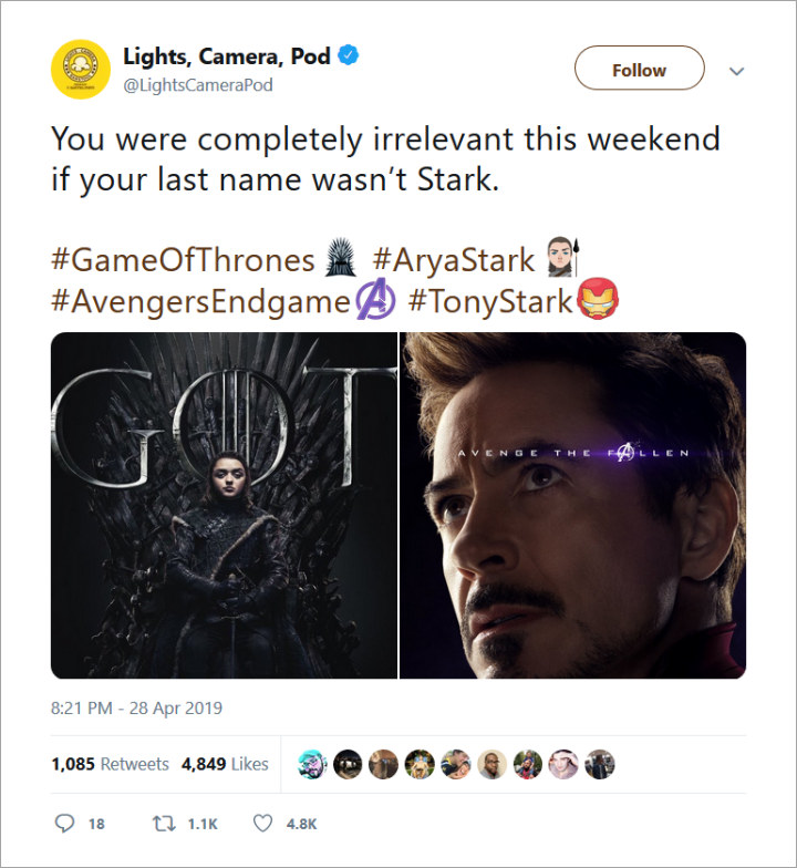Kocaknya Fans Samakan Tony Stark dan Arya Stark Usai Tonton \'Game of Thrones\' Episode 3
