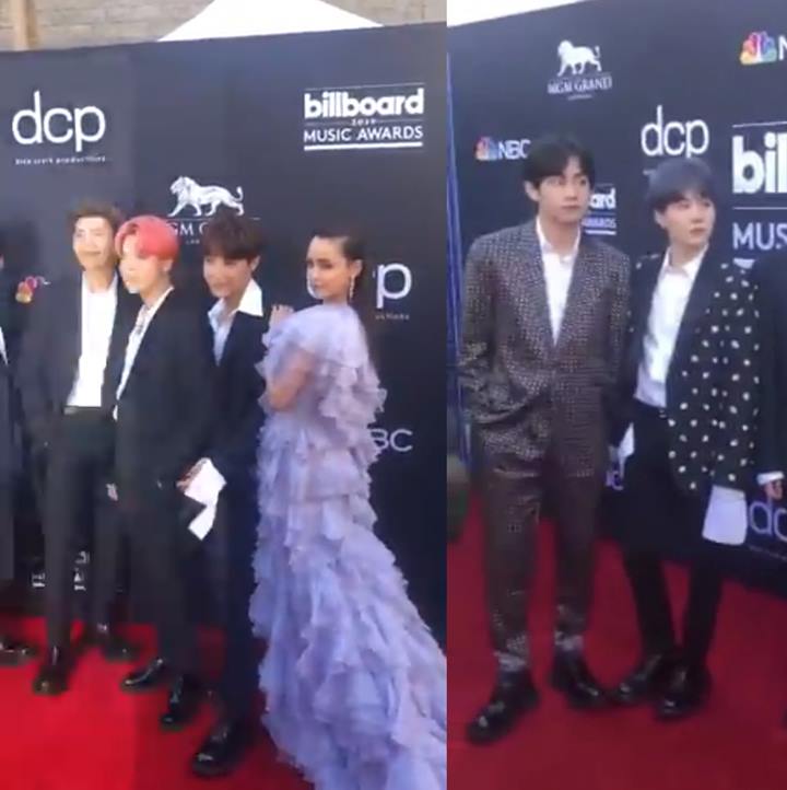 Billboard Music Awards 2019: V dan Suga Kaget Sofia Carson Ikut Foto Bareng, ARMY Tak Senang
