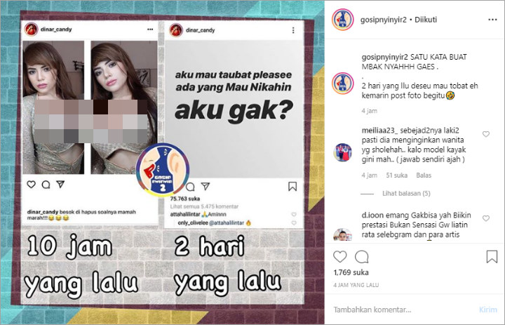 Dinar Candy Umbar Belahan Dada Tak Lama Usai Ngaku Mau Tobat