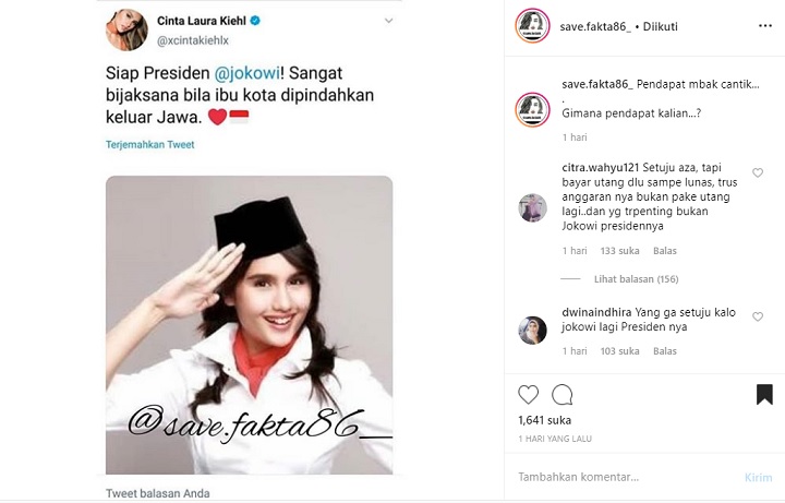Postingan Twitter Cinta Laura