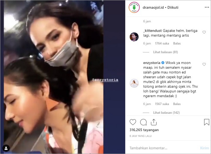 Jessica dan Enzi Naik ojol