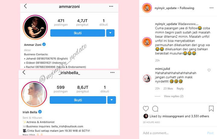 Ammar dan Irish Bella Instagram