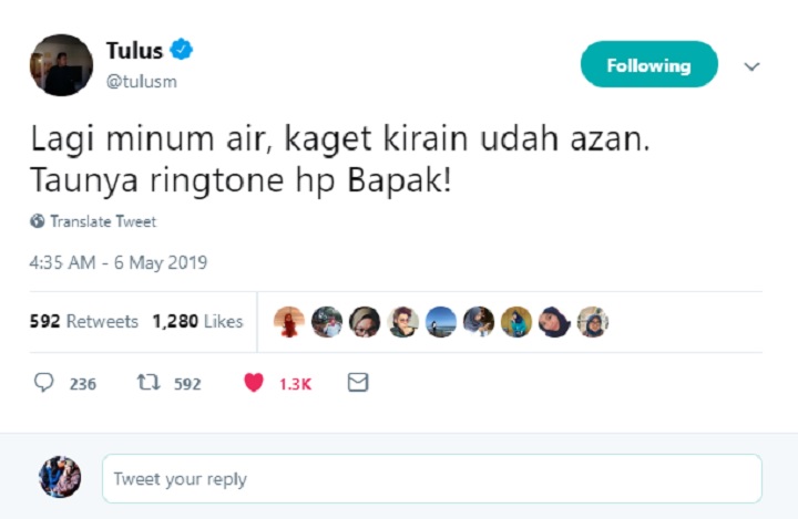 Tulisan Tulus di Twitter