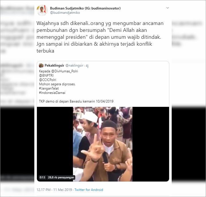 Jokowi Diancam Bakal Dipenggal, Kader PDIP Budiman Sudjatmiko Minta Pelaku Ditangkap