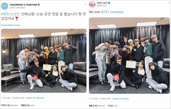 TXT Nonton Konser dan Foto Bareng BTS di Backstage, Jungkook dan Huening Kai Bikin Gemas