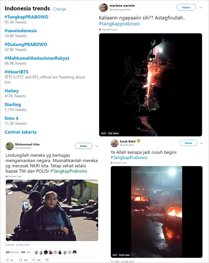 Aksi Demo di Bawaslu Berakhir Ricuh, Tagar #TangkapPrabowo Jadi Trending di Twitter