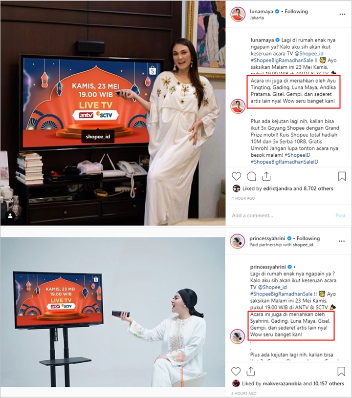 Reuni Bareng Syahrini Malam Ini, Luna Maya Sengaja Ogah Tulis Nama Istri Reino di Promosi Acara?