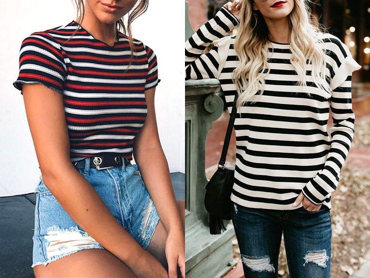 Tampil Simple Dengan Kaos Motif Garis