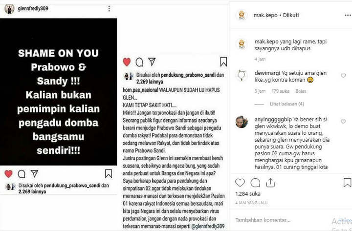 Glenn Fredly Diejek Hina Prabowo