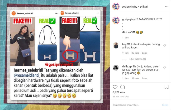 Rosa Meldianti Ketahuan Pakai Tas KW, Netter Malah Syok Kalau Gunakan Barang Asli