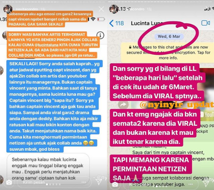 InstaStory Istri Vincent Raditya