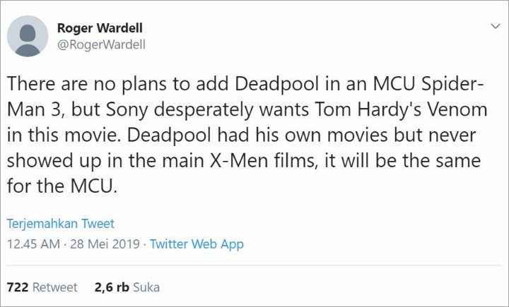 \'Spider-Man 3\' Ternyata Bakal Tampilkan Venom, Bukan Deadpool