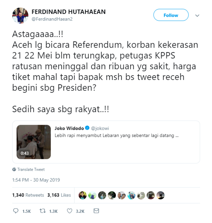  Jokowi Nge-Vlog Cukur Rambut, Ferdinand Demokrat: Astaga Sedih Saya Sebagai Rakyat!