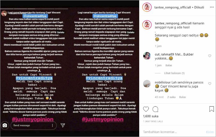 Rosa Meldianti Bela Kapten Vincent Raditya, Disindir Habis-Habisan Karena Tulis Ini