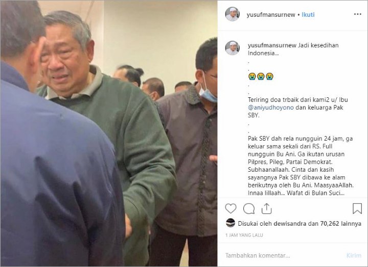 Viral di Medsos, Ustaz Yusuf Mansur Ikut Bagikan Foto SBY Nangis Usai Istri Meninggal