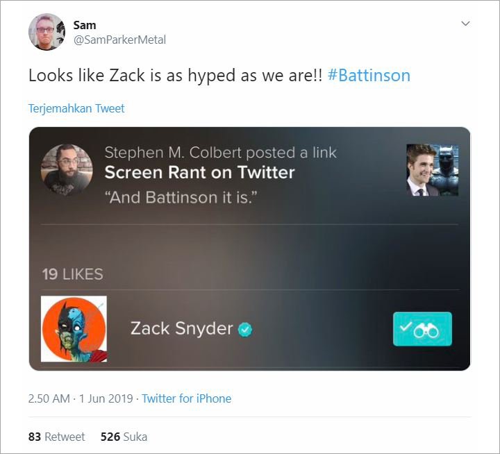 Tanggapan Sutradara Zack Snyder Saat Robert Pattinson Resmi Jadi Batman