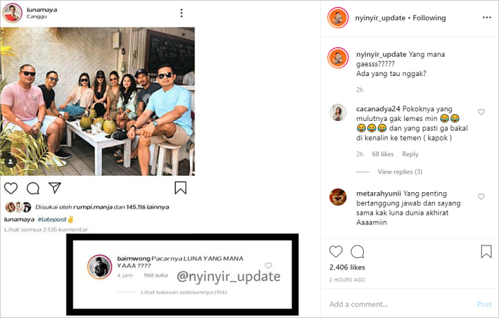 Baim Wong Kepo Mana Pacar Luna Maya, Netter Kompak Jawab Sindir Sinis Untuk Reino Barack