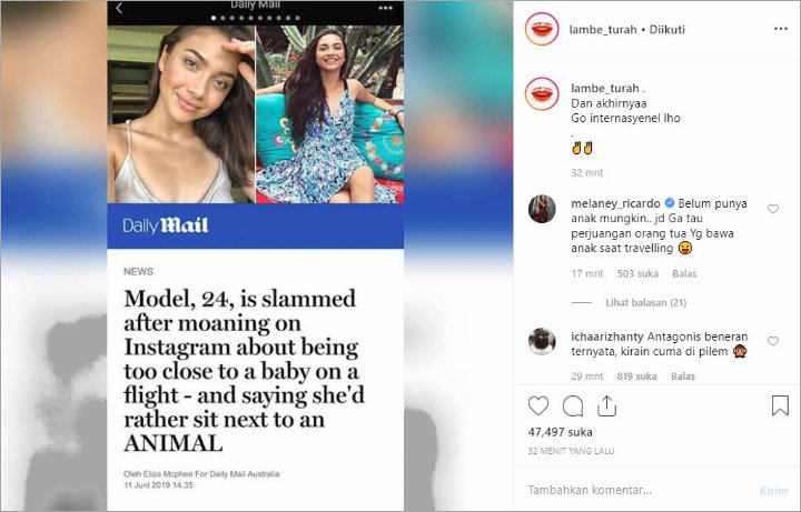 Kontroversi Angela Gilsha \'Benci\' Bayi Naik Pesawat Disorot Media Asing, Netter Beri Pujian