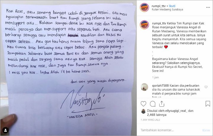 Surat Vanessa Angel