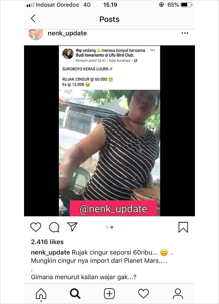 Usai Warung Seafood di Tegal, Kini Viral Rujak Cingur Kaki Lima Seporsi Rp 60 Ribu di Surabaya