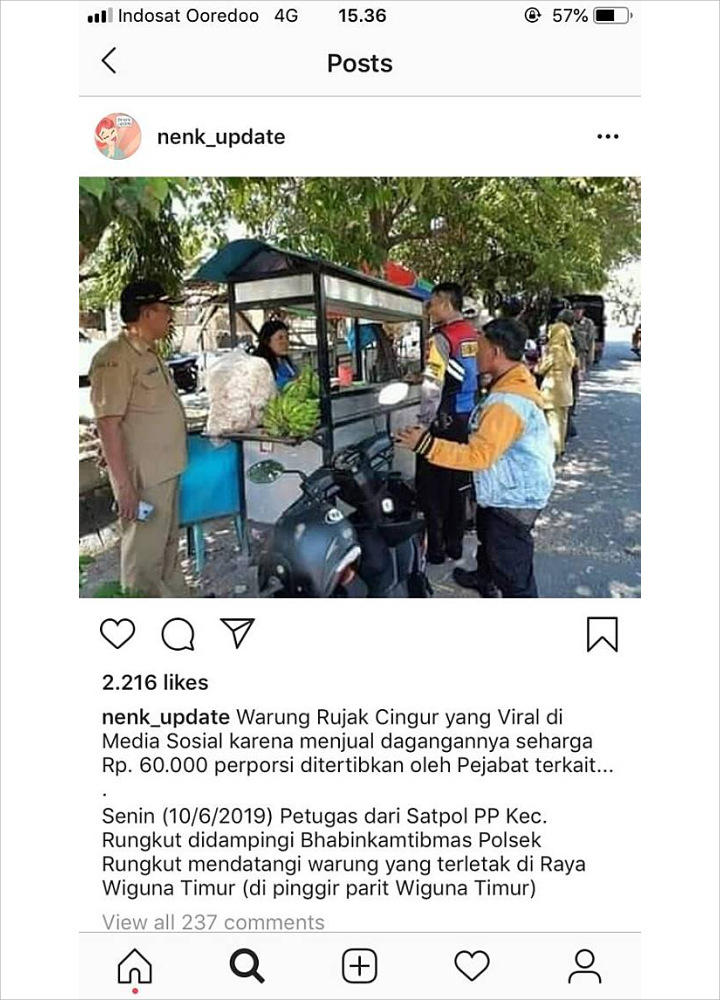 Usai Warung Seafood di Tegal, Kini Viral Rujak Cingur Kaki Lima Seporsi Rp 60 Ribu di Surabaya