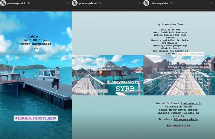 Syahrini dan Reino Bulan Madu di Bora Bora