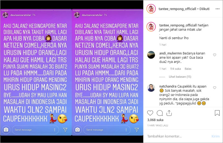 Dewi Sanca Murka Dengan Komentar Netizen Soal Hamil Duluan