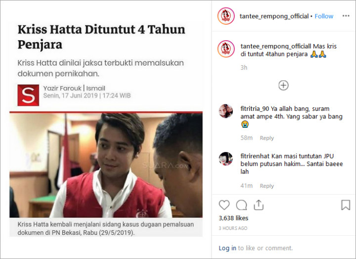 Tak Terima Kriss Hatta Dituntut 4 Tahun Penjara, Netter Ungkit Pengakuan Hilda Pernah Nikah