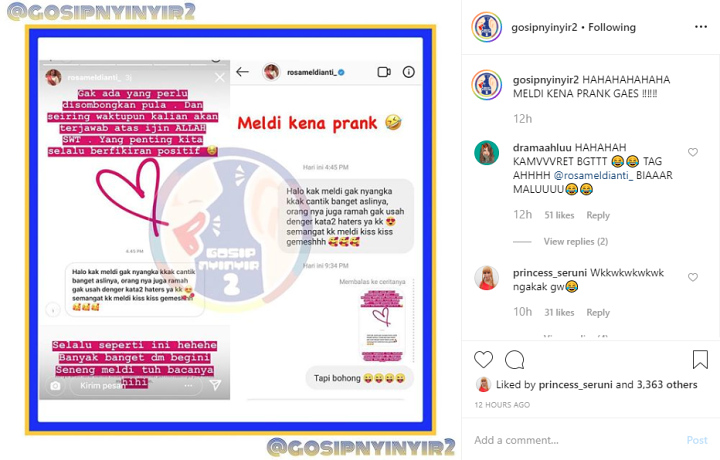 Rosa Meldianti Kesengsem Usai Dipuji Selangit, Ponakan Dewi Persik Ternyata Cuma Korban Prank
