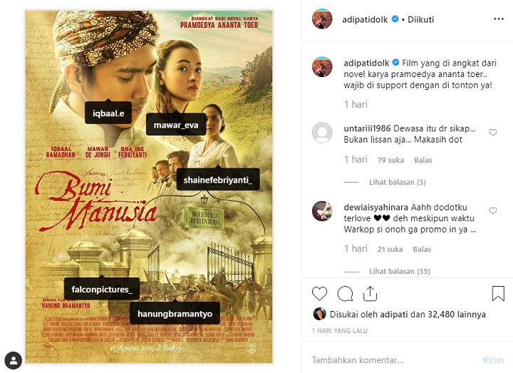 Unggahan Instagram Adipati