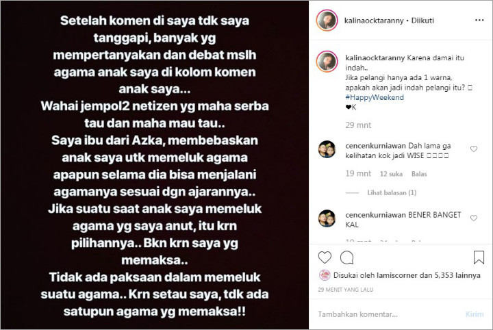 Kalina Oktarani Geram Agama Putranya Jadi Perdebatan Usai Deddy Corbuzier Mualaf